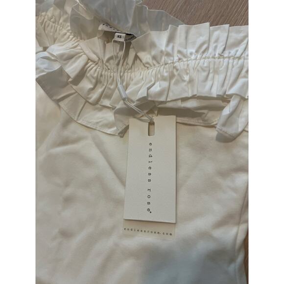NWT Endless Rose White Ruffle Bodysuit White Size Extra Small One Shoulder - Picture 4 of 5
